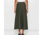 Crepe Knit Flare Skirt - Preview - Green