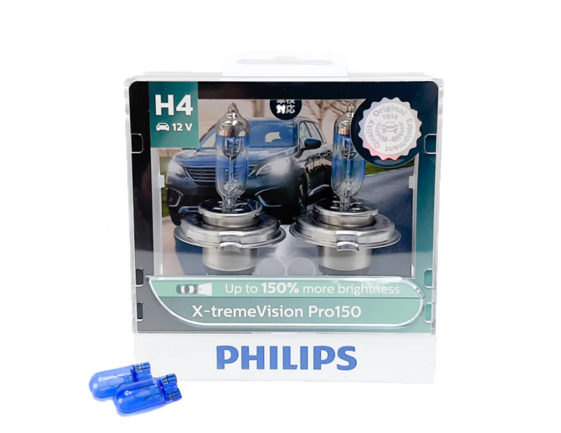(FREE T10s) Philips H4 X-treme Vision Pro150 +150% Halogen Bulbs