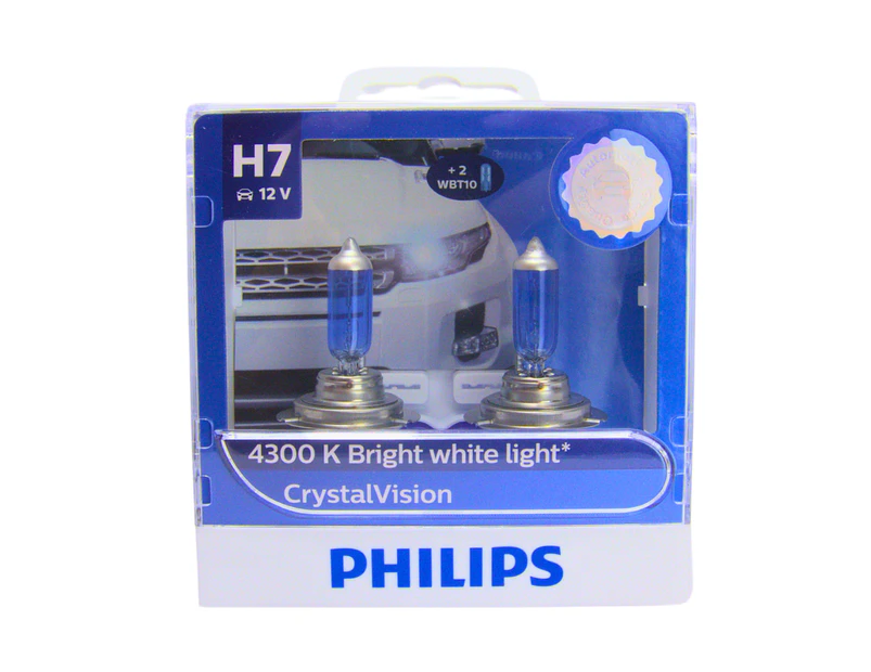 Philips H7 Crystal Vision 4300K White Halogen Bulbs
