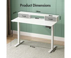 Ufurniture Electric Standing Desk Ergonomic Sit Stand up Workstation with Monitor Stand and 2 Fabric Drawers White