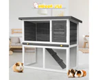 Oppsbuy Rabbit Hutch Indoor Outdoor Rabbit House Guinea Pig Cage Pet House for Small Animals Grey