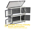 Oppsbuy Rabbit Hutch Indoor Outdoor Rabbit House Guinea Pig Cage Pet House for Small Animals Grey