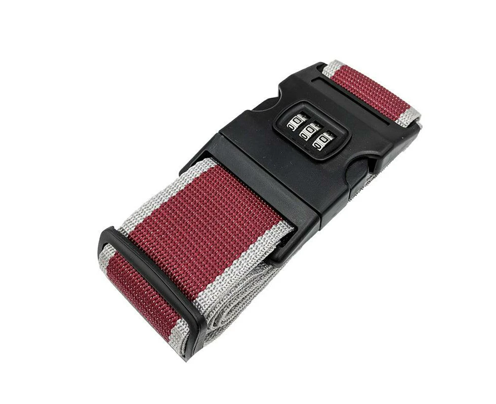 Luggage Strap Code Password Travel Suitcase Secure Lock Safe Nylon Packing Belt - Red+Grey