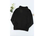 Azura Exchange Quilted Patch Half Zipper Sweatshirt - Black