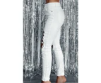 Azura Exchange High Waist Distressed Skinny Jeans - White