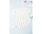 Azura Exchange Embroidered V Neck Crinkle Babydoll Blouse - White
