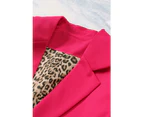 Azura Exchange Leopard Lined Blazer - Rose