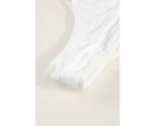 Azura Exchange Swiss Dot Ribbed Puff Sleeve Bodysuit - White