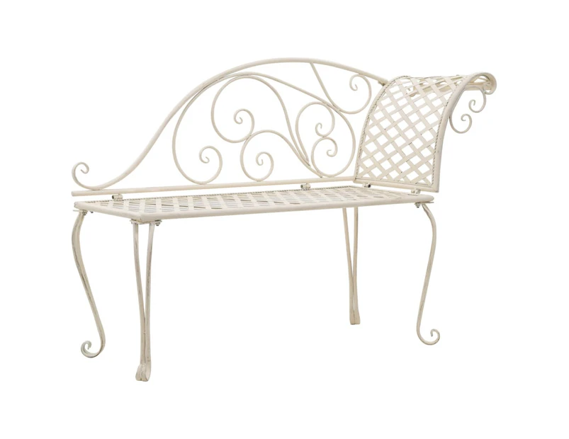 vidaXL Garden Chaise Lounge 128 cm Metal Antique White