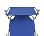 vidaXL Folding Sun Lounger with Canopy Blue Aluminium