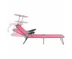 vidaXL Sun Lounger with Canopy Steel Pink