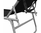 vidaXL Folding Sun Lounger with Canopy Steel and Fabric Black