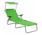 vidaXL Sun Lounger with Canopy Steel Green