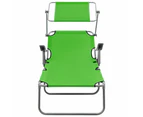 vidaXL Sun Lounger with Canopy Steel Green