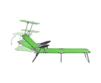 vidaXL Sun Lounger with Canopy Steel Green