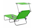 vidaXL Sun Lounger with Canopy Steel Green