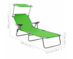 vidaXL Sun Lounger with Canopy Steel Green