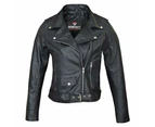 RIDERACT® Women Leather Motorcycle Jacket Brando Native Motorbike Jacket Brando Jacket Safety Gear Touring Leather Jacket