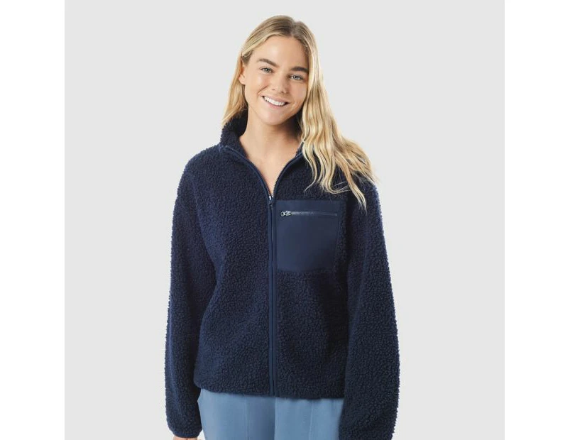 Sherpa Zip Through Jacket - Piping Hot - Blue