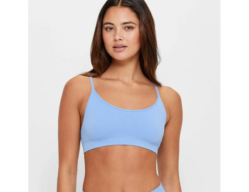 Ribbed Strappy Crop Top - Lily Loves - Blue