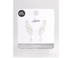 Silver Plated Cubic Zirconia Marquise Earrings Crawler