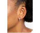 Silver Cubic Zirconia Twisted Huggie Hoop Earrings