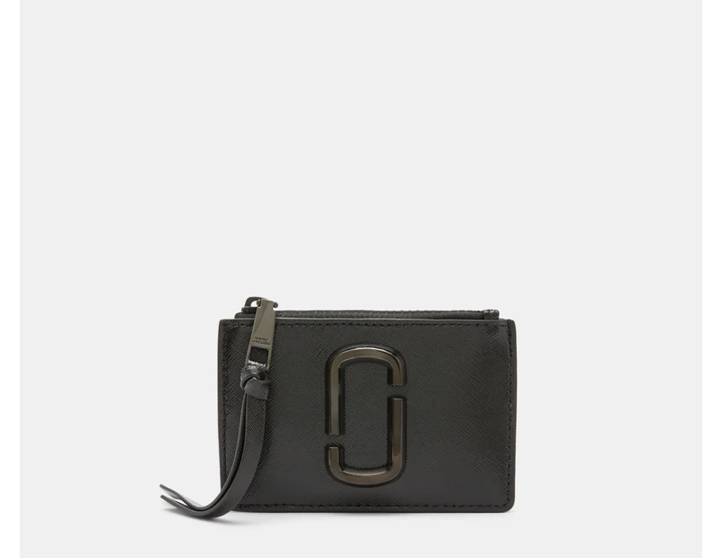 Marc Jacobs The Snapshot Leather Top-Zip Wallet - Black