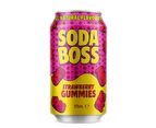 12 Pack, Soda Boss 375ml Cans Strawberry Gummies