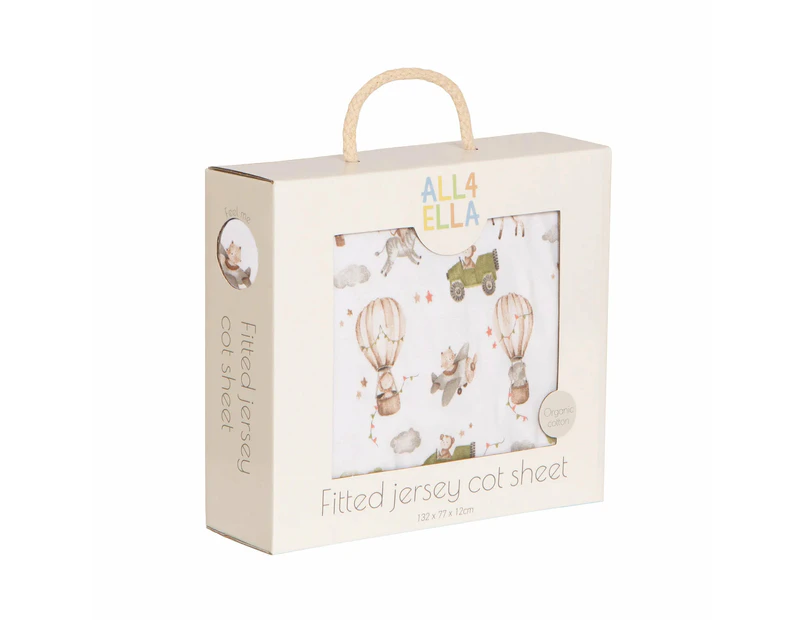 All4Ella Fitted Jersey Cot Sheet - Monkey Carnival