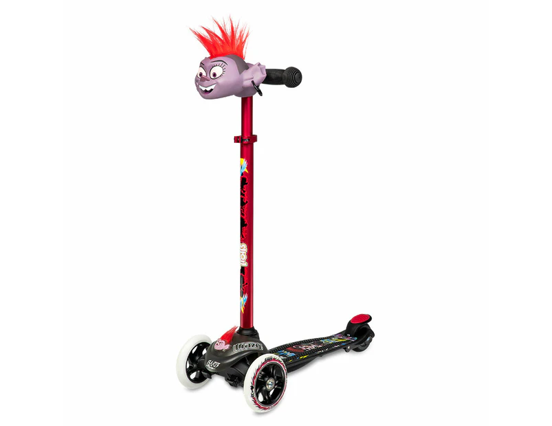 Crazy Skates TROLLS 3 Wheel Scooter with Scooter Head - Barb - Black