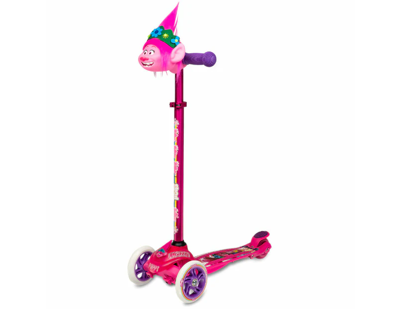 Crazy Skates TROLLS 3 Wheel Scooter with Scooter Head - Poppy - Pink