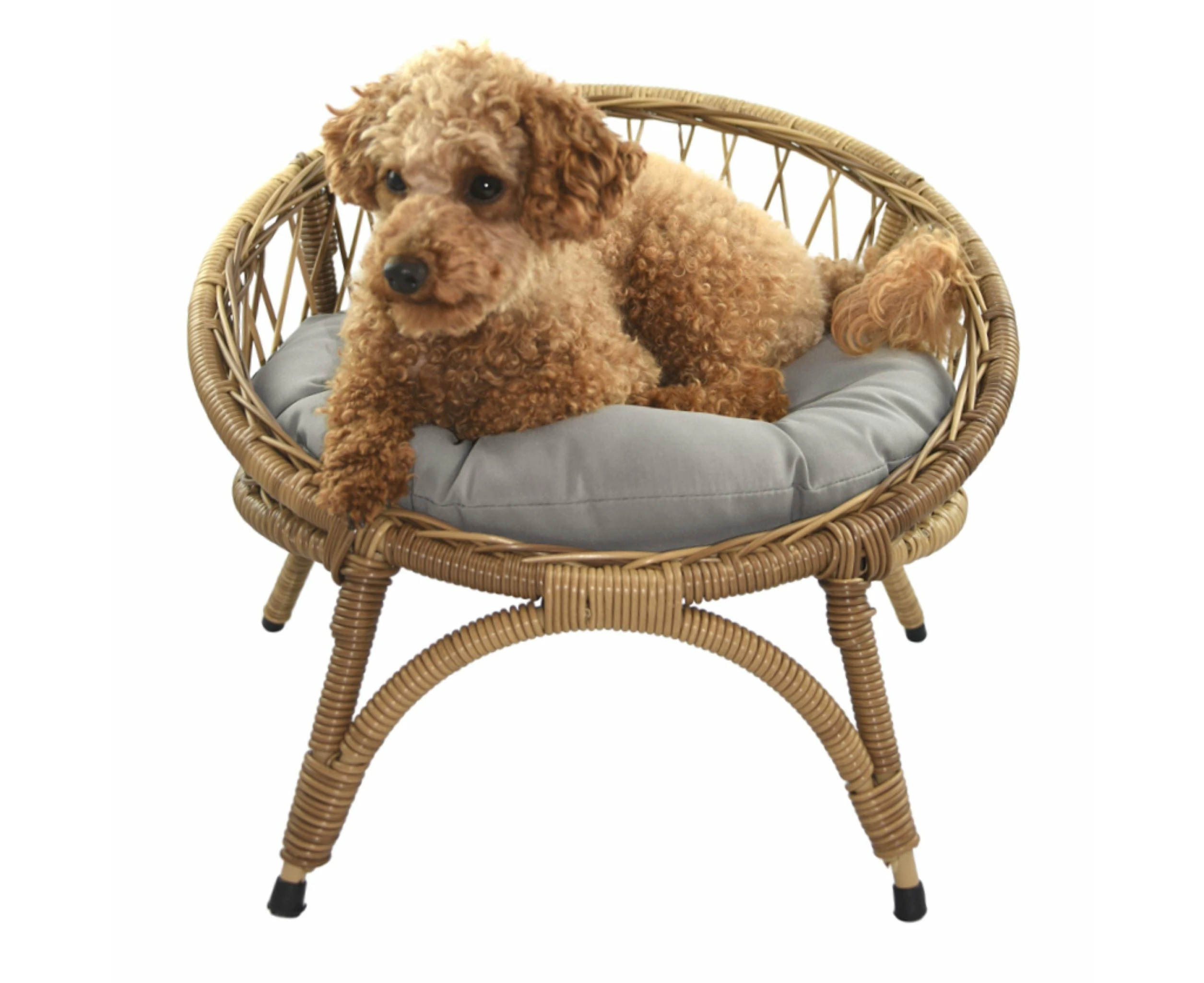 FEDDE Pet Basket Bed for Small Cat & Dog- Light Brown