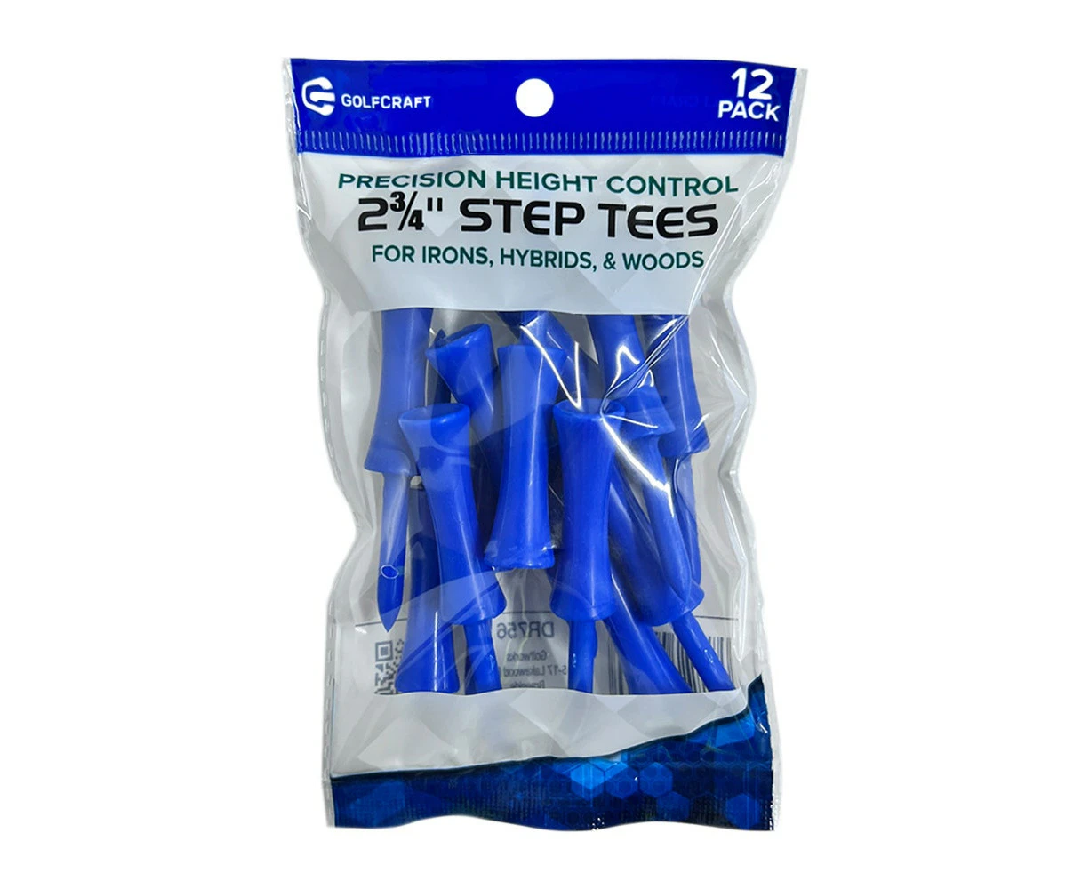 Golf Craft 2 3/4" Plastic Step Blue Tees - 12 pack