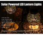 LED Solar Lights Garden (Sydney Stock) Outdoor LED Lantern Retro Metal Decor Lights Hollow Out Pattern Waterproof