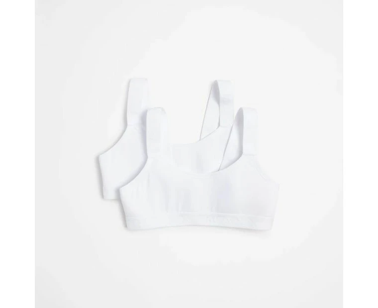 Girls Maxx 2 Pack Micro Performance Crop Tops - White