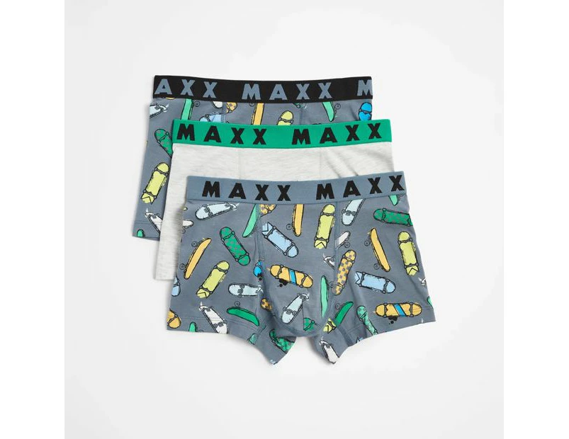 Boys Trunks 3 Pack - Maxx - Grey