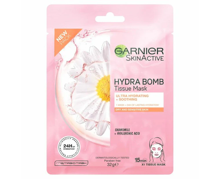 Garnier SkinActive Hydra Bomb Tissue Mask 32g - Chamomile & Hyaluronic Acid