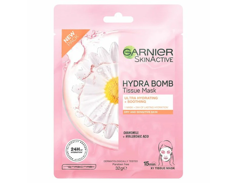 Garnier SkinActive Hydra Bomb Hyaluronic Acid + Chamomile Sheet Mask 28g