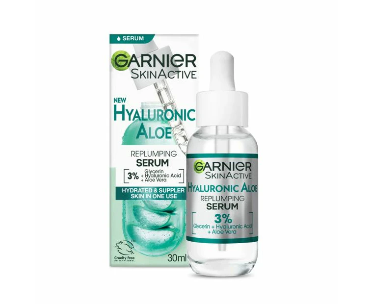 Garnier SkinActive Hyaluronic Aloe Replumpling Serum - 3% Glycerin, Hyaluronic Acid and Aloe Vera