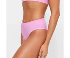 Ribbed Seamfree High Waisted Bikini Briefs - Lily Loves - Pink