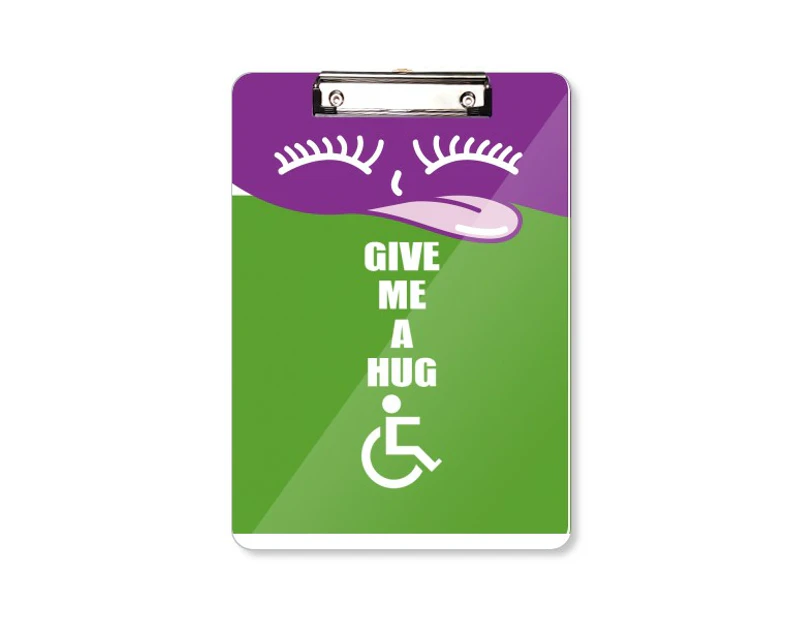 Hug Help Body Disability Lucky Tongue Clipboard Folder File Pad Storage Plate A4