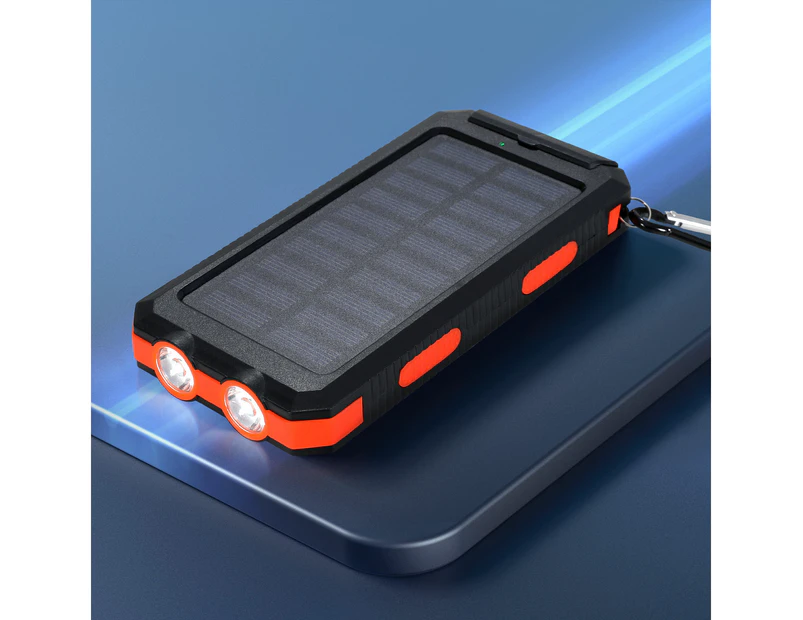 10000mAh Portable Solar Power Bank External Battery Dual USB Phone Charger Light