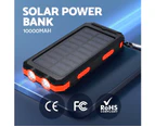 10000mAh Portable Solar Power Bank External Battery Dual USB Phone Charger Light