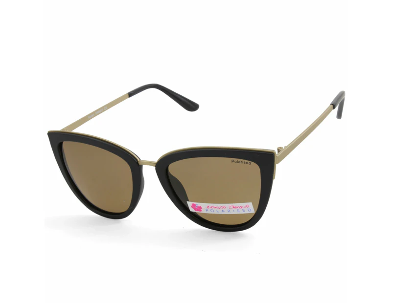 North Beach Kulani 70649 Black Gold/brown Polarised Womens Sunglasses