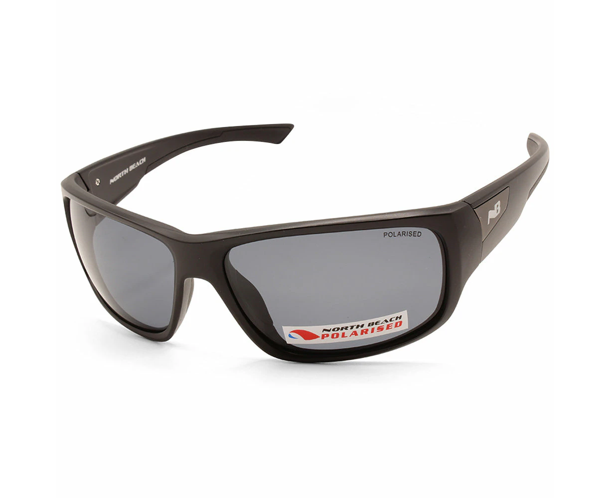 North Beach Quinn Satin Black/grey Men's Polarised Sports Sunglasses 70727