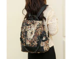 Printed Anti-theft Backpack Multifunctional Large Capacity Travel Bag Brown