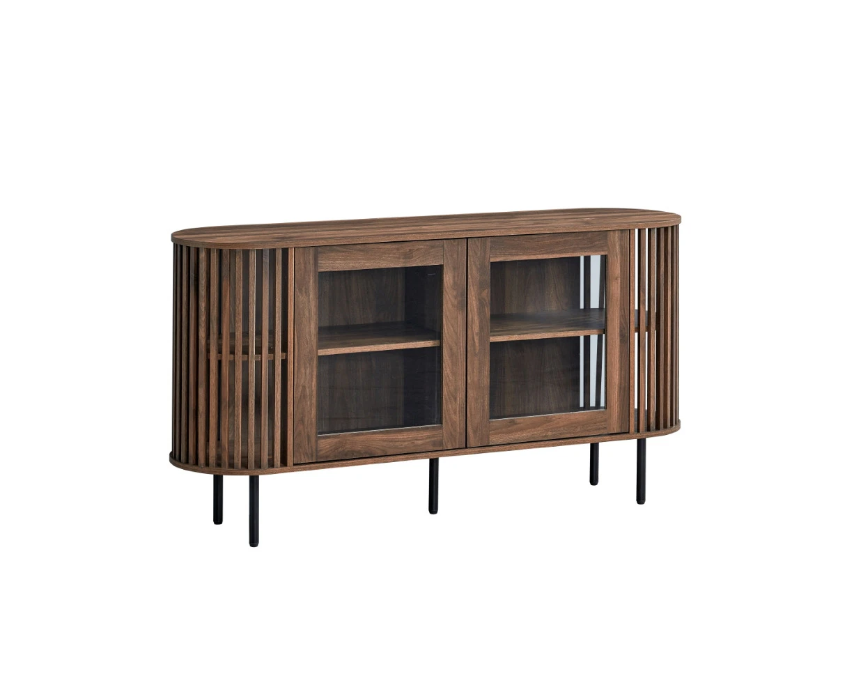 Lenora Buffet Unit Sideboard Credenza Cabinet 148cm 2 doors slat walnut