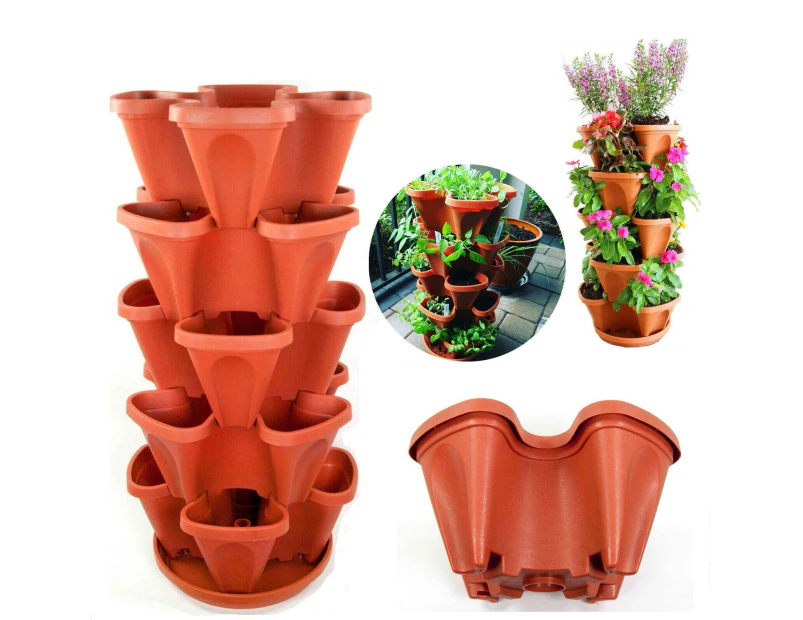 Stackable 5-Tier Stacking Planters with tray Flow Grid System Vertical