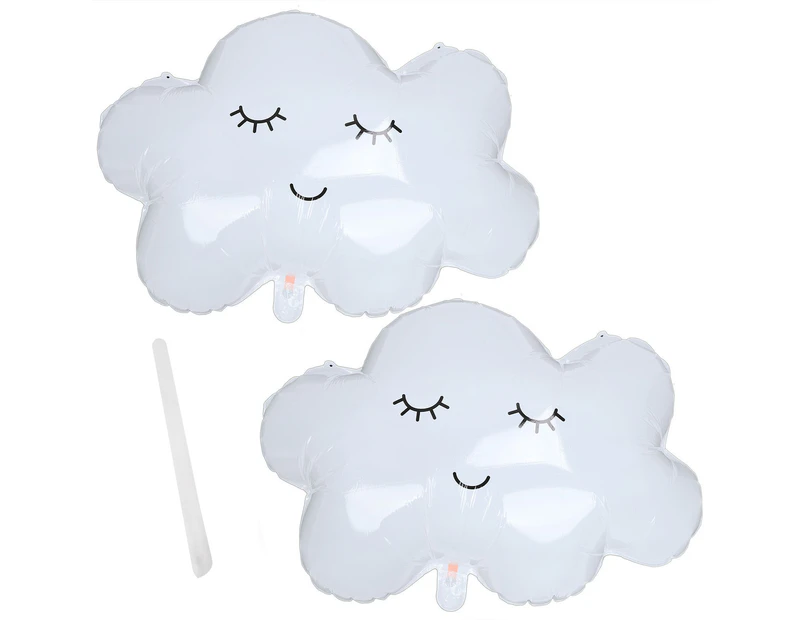 2Pcs Balloon White Aluminum Foil Smiley Cloud Air Balloons Party Decoration With Blowpipe