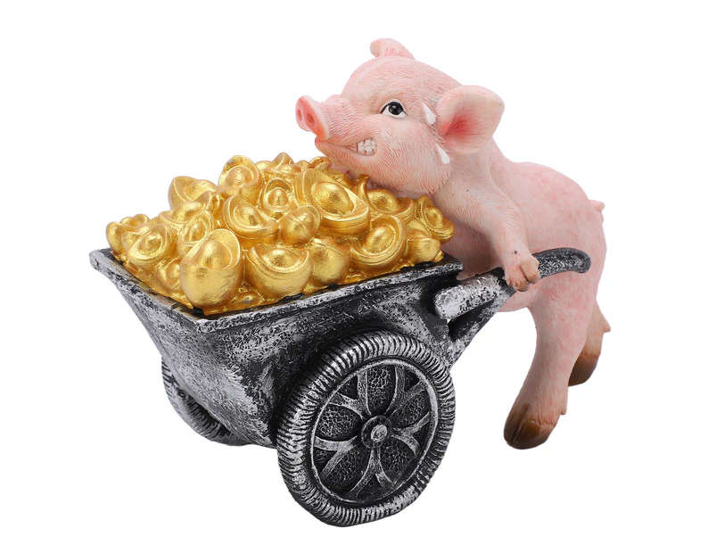Lucky Pig Statue Vivid Appearance Lifelike Details Multi Purpose Resin Pig Statue Ornament For Living Room Office